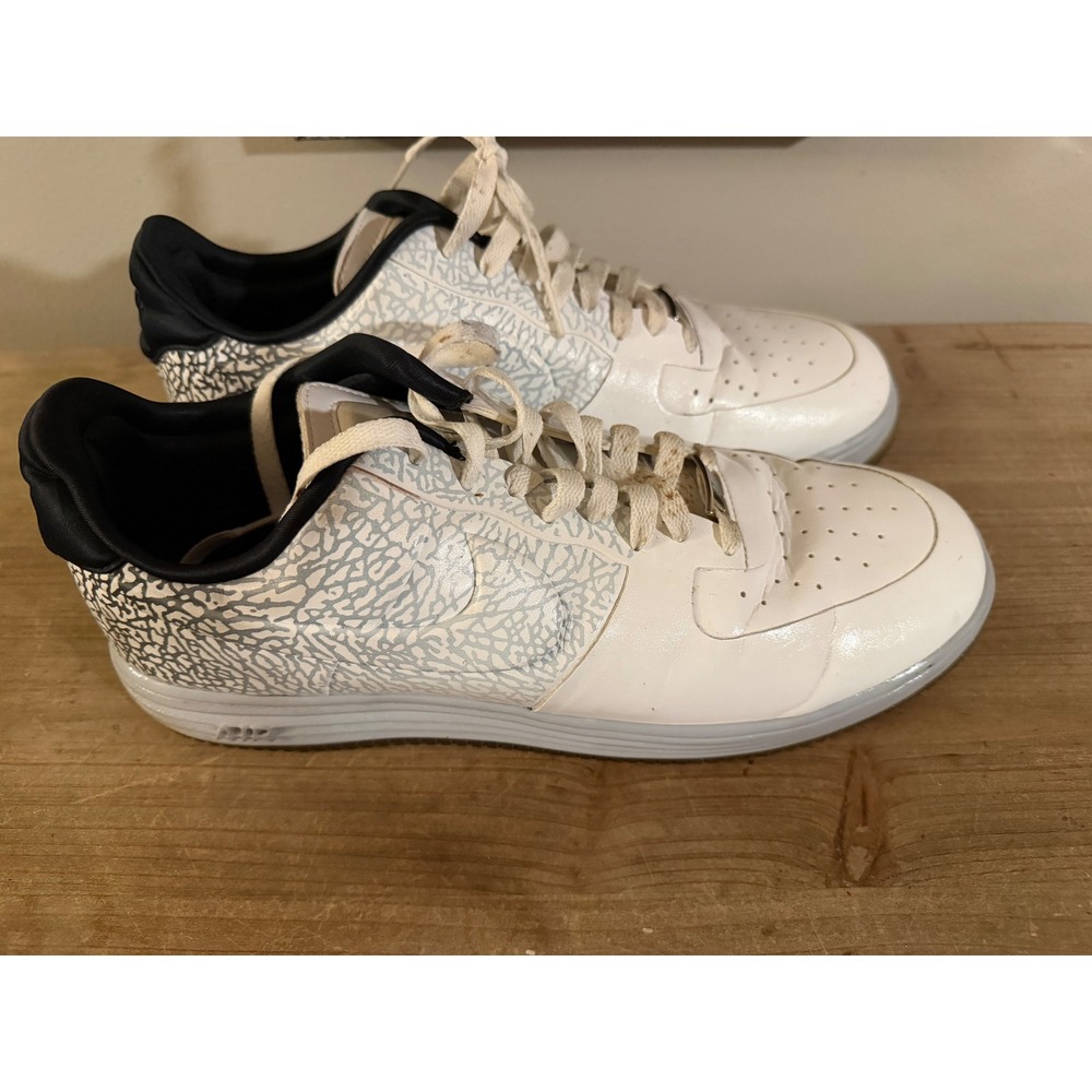 Nike Lunar Force 1 White‎ Silver Elephant Print Reflective 3M Sneakers Low Top